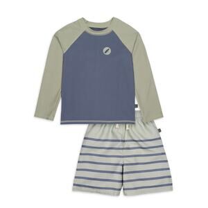 Modern Moments Rash Guard Swim Set Size 18 Months Green Blue Striped